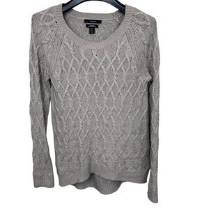 Tahari Pure Luxe Wool Cashmere Cable Knit Sweater Women’s Medium‎ Neutral
